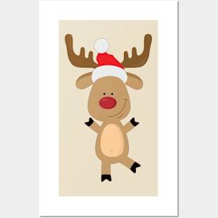 Dancing Rudolph Red Nosed Reindeer Merry Christmas Posters and Art